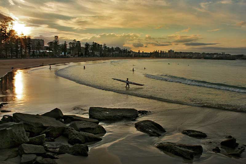 Sunset Bronzes Beach in Manly, Australia