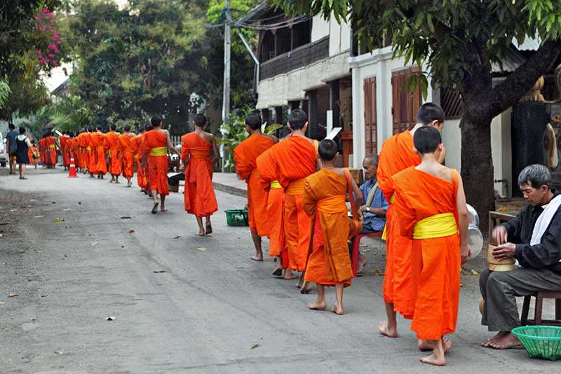 Monks Accept Alms Each Morning at Dawn in Luang Prabang, Laos