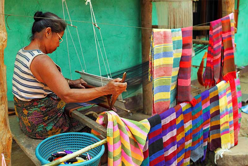 Traditional Shawls Are Hand-Loomed by Hill Tribes of Northern Laos