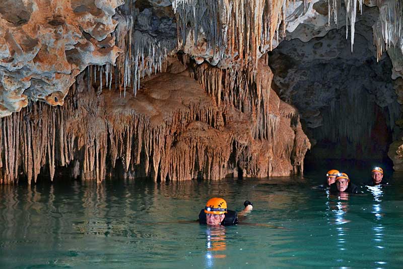 Swimming Through Caves at Rio Secreto, an Underground River in Mexico's Yucatan Peninsula