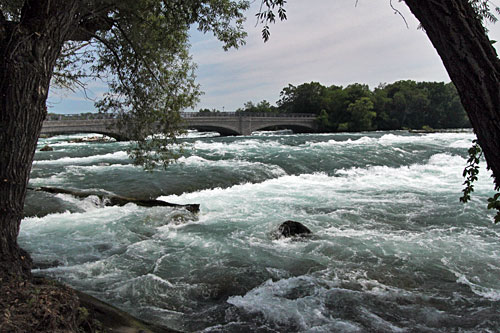 Niagara River, just upstream of where it tumbles off the cliff to become American Niagara Falls