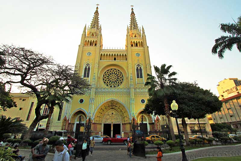 Cathedral of Guayaquil Anchors One Side of Park Where Iguanas Run Wild