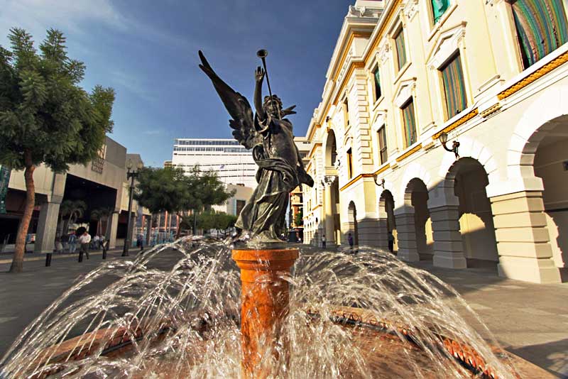 Fountain Amidst Government Buildings in Downtown Guayaquil, Ecuador