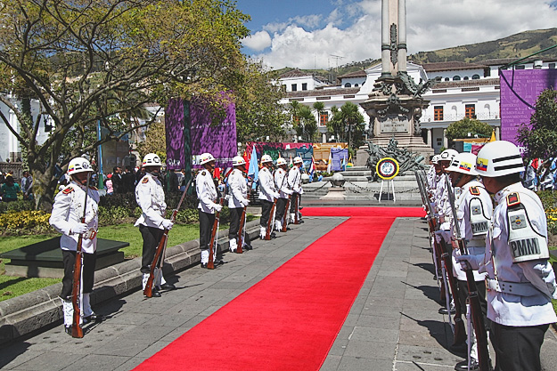 Changing of the guard at the Presidential Palace in Quito, Ecuador