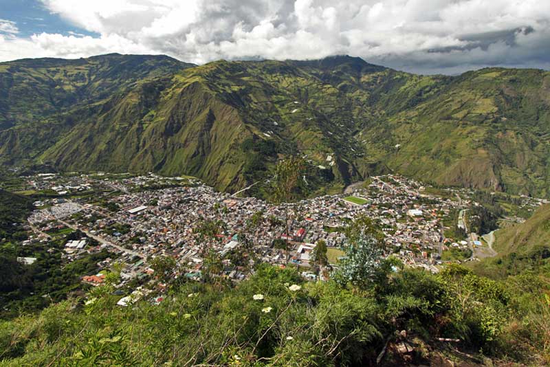View of Banos, Ecuador from Flanks of the Active Tungurahua Volcano
