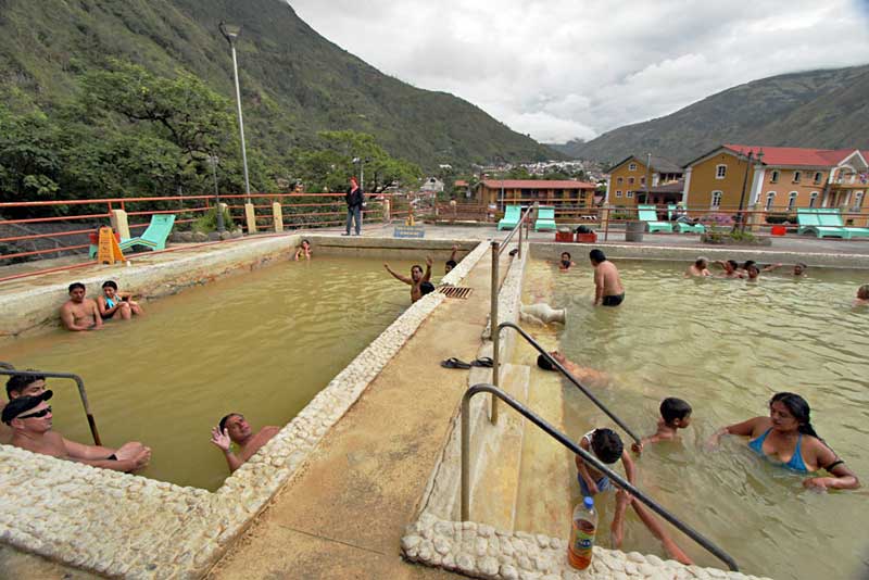 Meeting Friendly Locals at Termas de la Virgen Thermal Baths in Banos, Ecuador