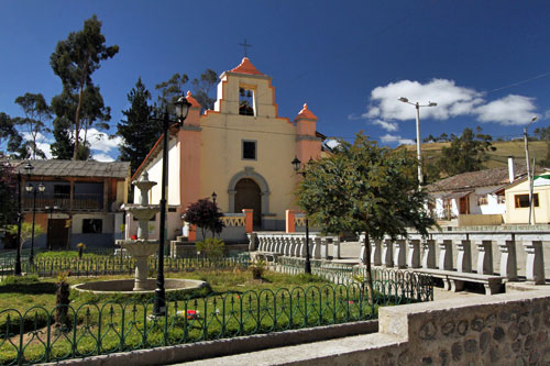 Church and Plaza Principal in Chugchilan, Ecuador