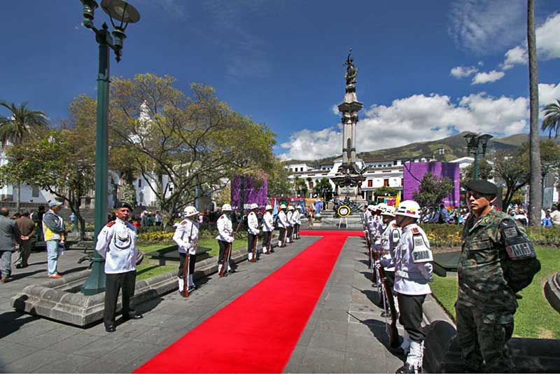 Celebration in Plaza Grande in Old Town, Quito, Ecuador