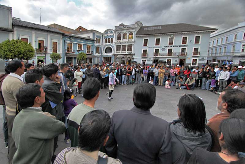 Street Performer in Plaza Sucre, Old Town, Quito, Ecuador