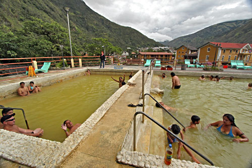 Termas de la Virgen is the thermal baths most popular with the locals, but they welcome visitors with friendly waves. The pool on the right is medium hot, while the one on the left is hot hot.