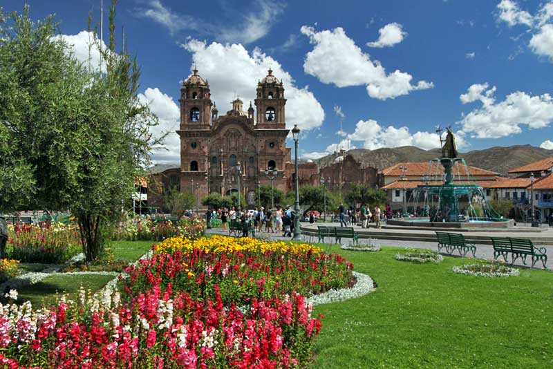 Compania Church on Plaza de Armas in Central Cusco, Peru