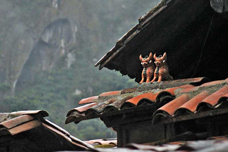 Terra Cotta Bulls on Rooftops at Inkaterra Machu Picchu Pueblo Hotel Bring Good Luck and Protection