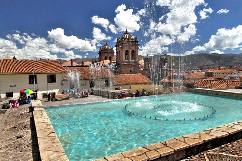 Fountains and Churches in Central Cusco, Peru