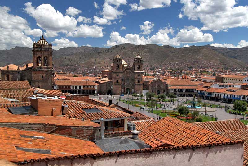 Plaza de Armas in Central Cusco, Peru, From the Hillside Neighborhoods