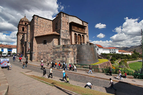 Semi-circular wall that was part of the original Inca Sun Temple was built over by the Spaniards when they constructed Santo Domingo Church. It was and uncovered by the 1950 earthquake.