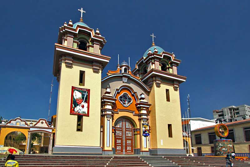 Pretty Little Cathedral on Central Plaza in Tumbes, Peru