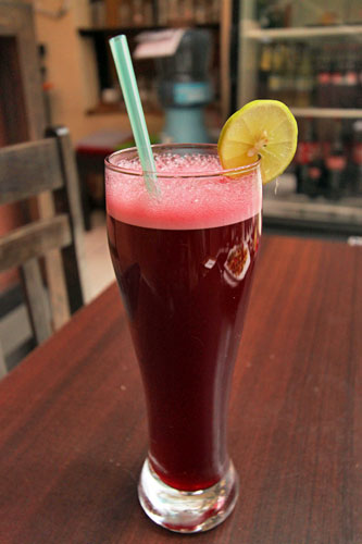 My favorite drink in Ecuador and Peru, Chicha Morada, made from purple corn