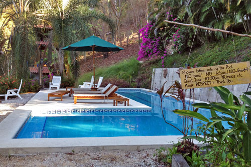 Pool rules at Funky Monkey Lodge in Santa Teresa