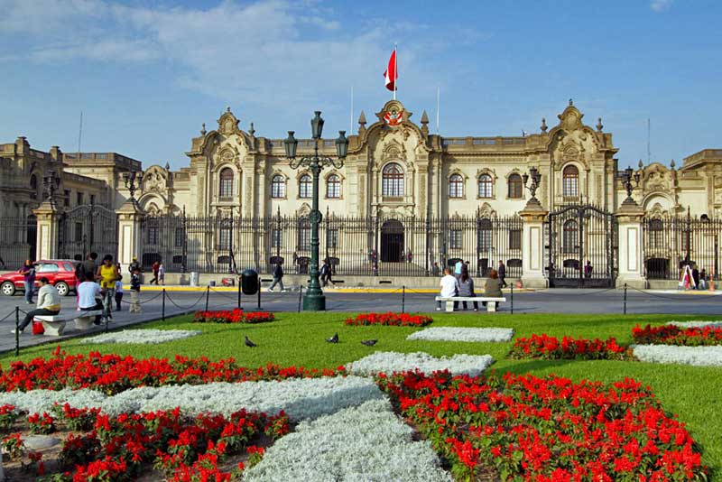 Palacio de Gobierno at Plaza de Armas in the Historic Center of Lima, Peru