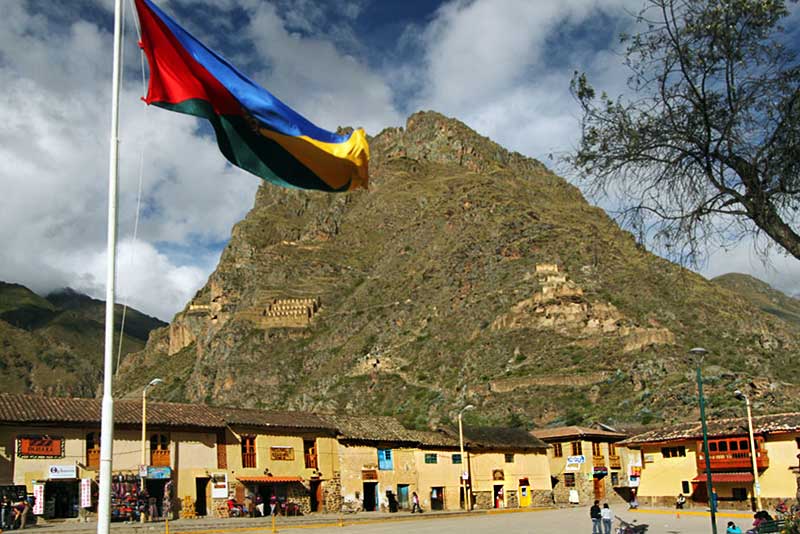 Dozens of Inca Ruins Dot the Hillside Above Ollantaytambo in the Sacred Valley of Peru