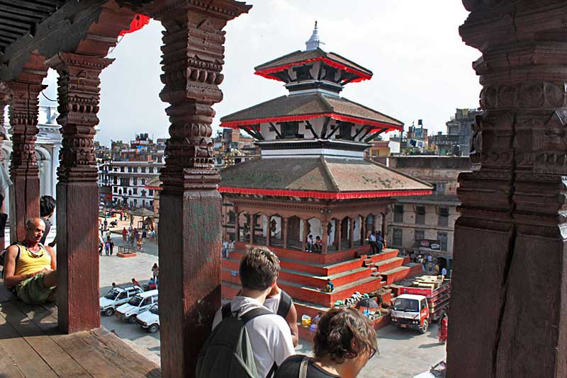 View of Durbar Square in Kathmandu, Nepal From Atop a Temple