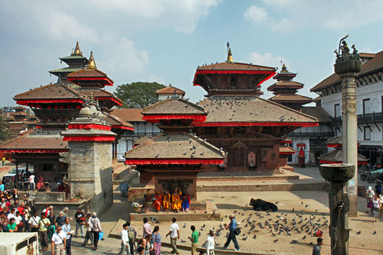 Basantapur Durbar Square, one of seven UNESCO World Heritage Sites in the Kathmandu Valley is perhaps the most famous of the many places to visit in Kathmandu, Nepal