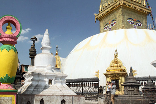 Swayambhunath Buddhist Stupa in Kathmandu, more commonly known as Monkey Temple