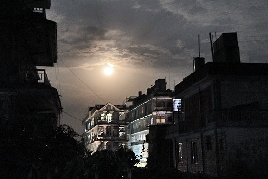 Full moon rises over my neighborhood in Pokhara, Nepal
