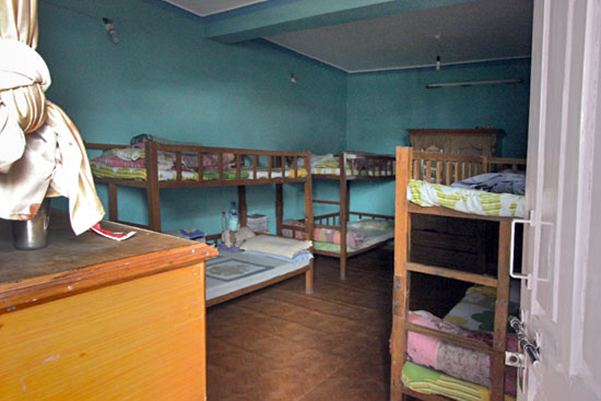 Dark, windowless bedroom for orphans