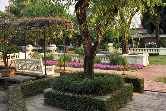 Formal arrangements of trees, shrubs and flowers in the Garden of Dreams, Kathmandu