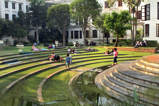 When not in use for concerts or events, the open air amphitheater is a popular spots for picnics, meeting friends, and young lovers.