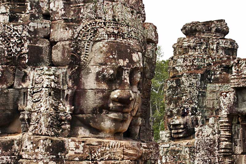 Bayon Ruins at Angkor Wat, Cambodia Contain More Than 200 Giant Buddha Heads