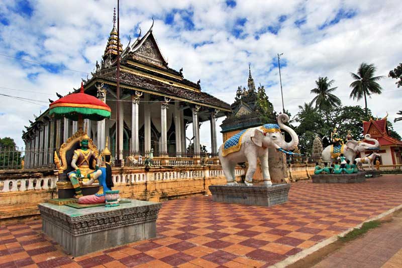 Slowly Disintegrating Damrey Sor Pagoda in Battambang, Cambodia