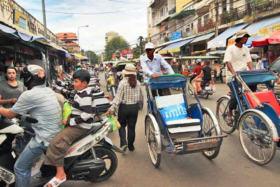 Busy streets of Phnom Penh, Cambodia
