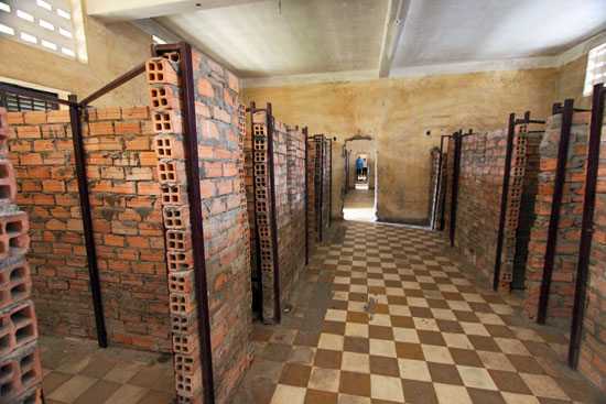 Brick walls carved classrooms at S-21 into tiny cells