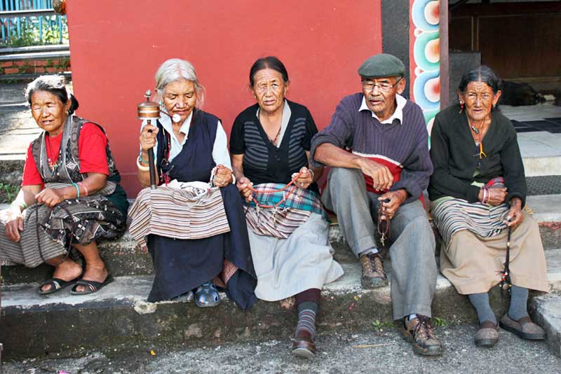 Residents of the Old Folks Home at Tashi Palkiel Tibetan Refugee Settlement Near Pokhara, Nepal