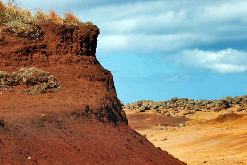 Red Cliffs and Yellow Plains at Garden of the Gods on Lanai, Hawaii
