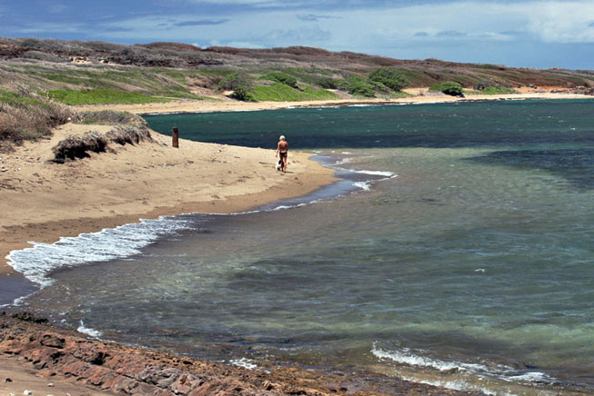 Windswept Shipwreck Beach on the northern shore of Lana'i, Hawai'i