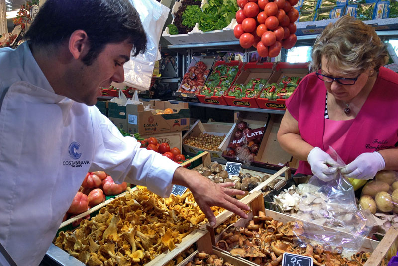 Chef Xavier Arrey Selects Fresh Local Mushrooms for our Cooking Class in Girona, Spain
