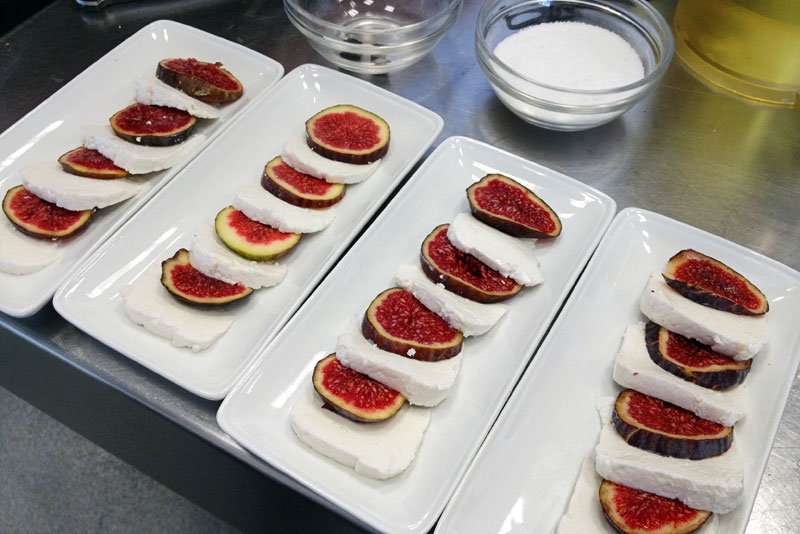 Making Goat Cheese and Fresh Fig Appetizers During our Cooking Class in Girona, Spain