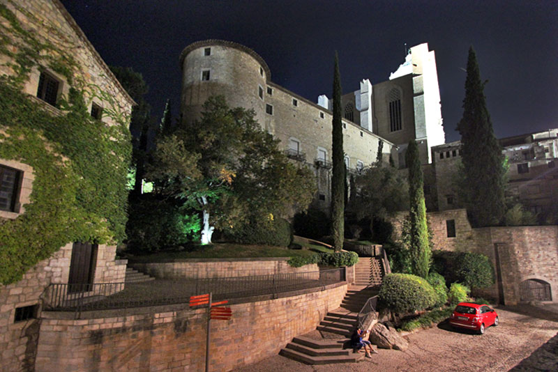 Night Scene in Old Town Girona, a Lovely City in Catalonia, Spain