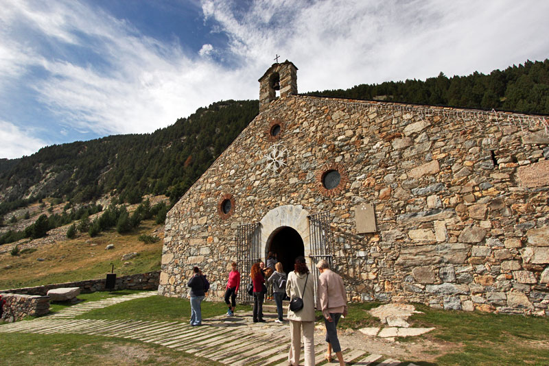 Ancient Stone Church in Vall de Nuria, in the Pyrenees of Catalonia, Spain