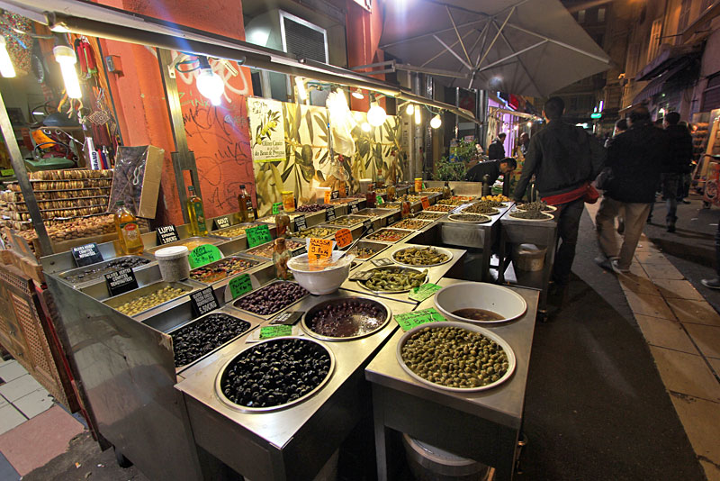 Olives and Other Mediterranean Delights at the Algerian Night Market in Marseille, France