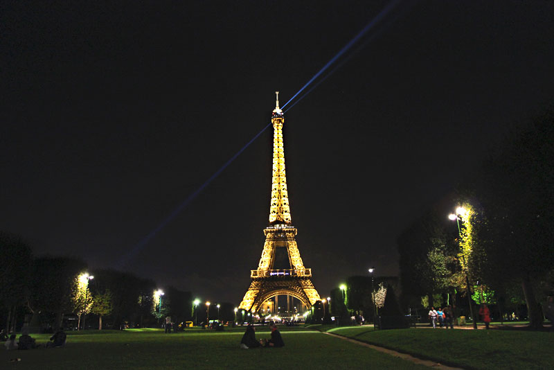 Iconic View of Eiffel Tower at Night in Paris, France