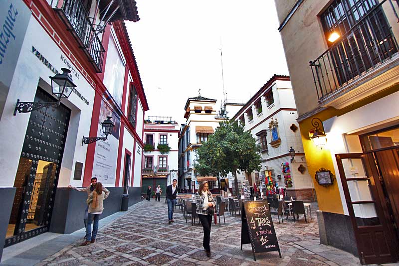 Tourist Neighborhood of Santa Cruz is the Former Jewish Quarter in Seville, Spain