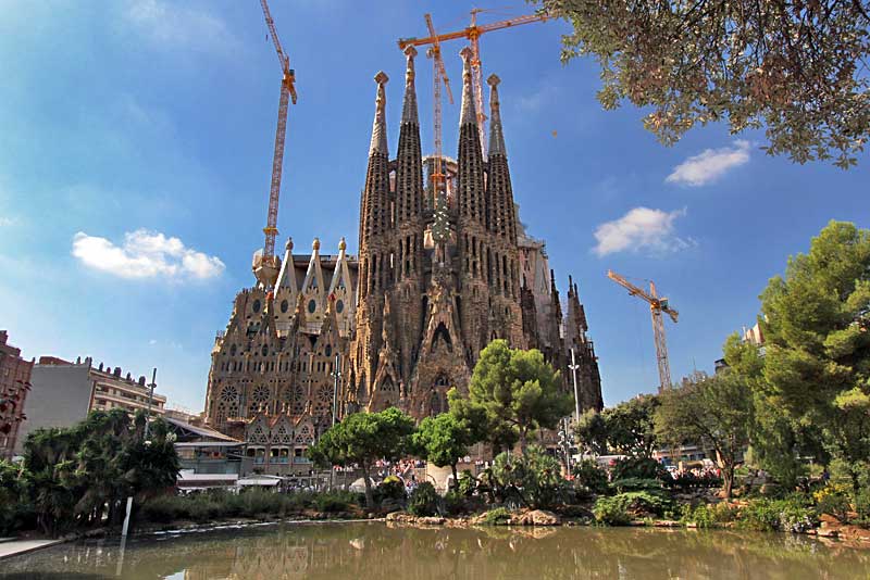 Gothic Nativity Facade of Sagrada Familia Cathedral in Barcelona, Spain Will Be Under Construction for Many Years to Come