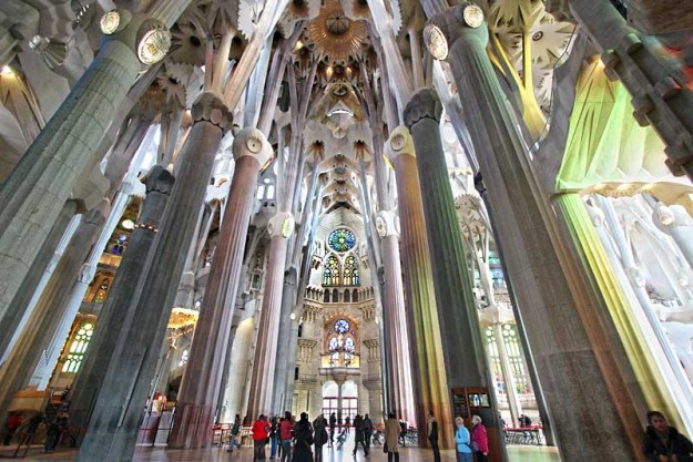 PHOTO: Interior of Sagrada Familia Cathedral in Barcelona, Spain