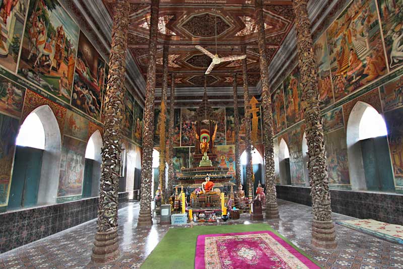 Damrey Sor Pagoda in Batambang, Cambodia, Crumbling on the Outside, Has Been Completely Restored Inside