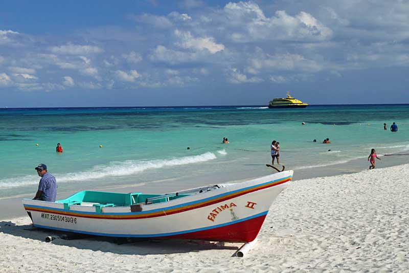 Ferry From Cozumel Approaches Playa del Carmen, Mexico, Home to Some of the Most Gorgeous Beaches in the World