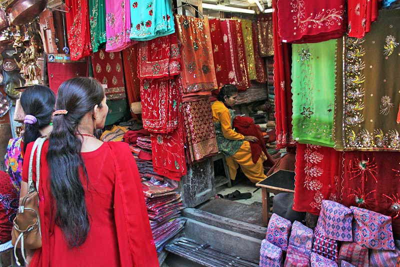 Nepali Women Shop in Kathmandu in Preparation for the High Hindu Holiday of Dashain